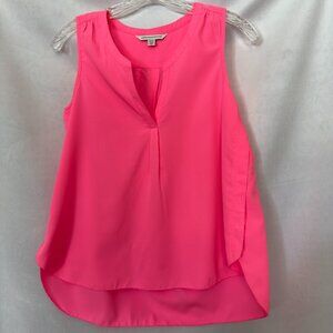 American Eagle Neon Pink Pleated High-Low Tank Top Size XS